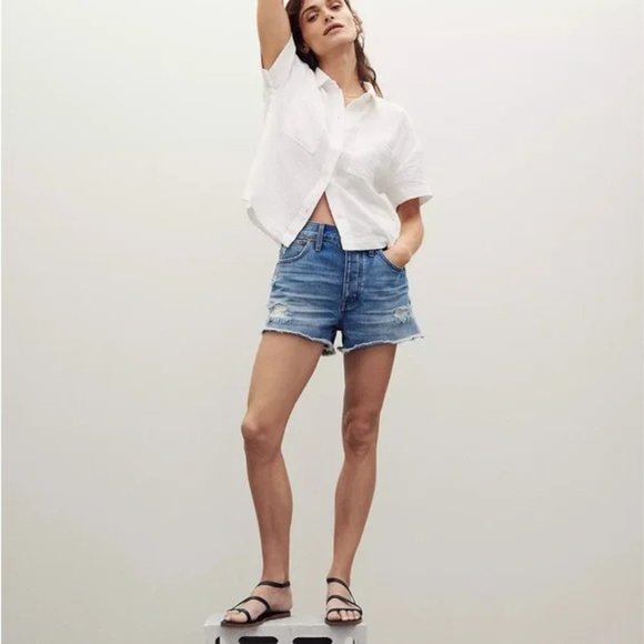 Madewell Relaxed Denim Distressed Shorts - Picture 1 of 7